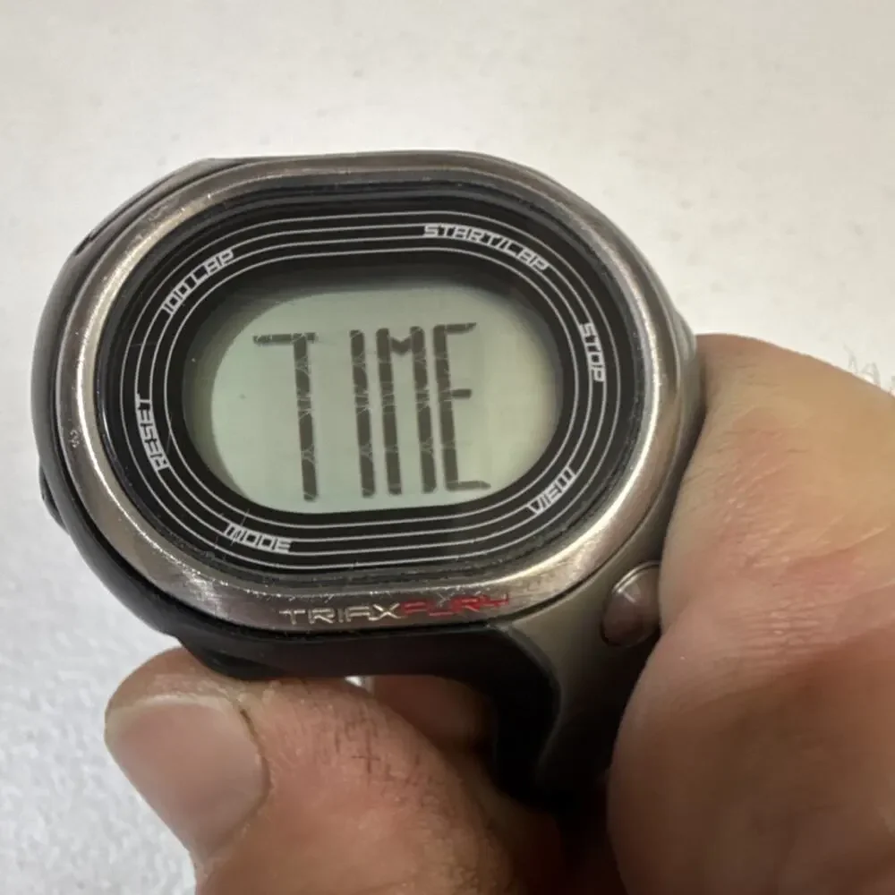 RARE VINTAGE NIKE TRIAX FURY 100 LAP BLACK AND GREY SPORTSWATCH NEW BATTERY(B19)